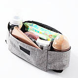 Набір підвісна сумка для коляски 35х11х15 см Сіра та Пляшка-ложка для годування Жовтогаряча (vol-1411), фото 4