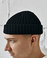 Стильная шапка Лион one size (чёрная)