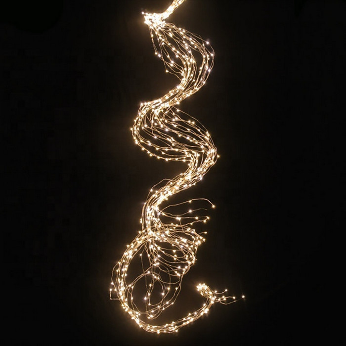 Гірлянда Пучок — роса "Кінський хвіст" теплий білий, 10 ліній по 2,4 м LED240