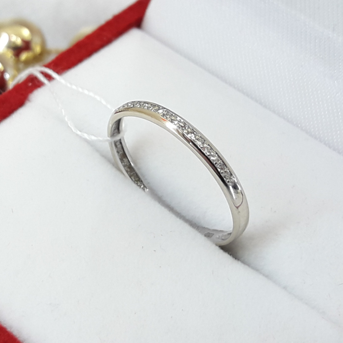 Золота каблучка з діамантами доріжка біле золото, фото 1