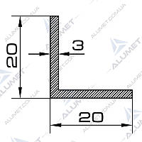 Кутник алюмінієвий 20х20х3 мм без покриття