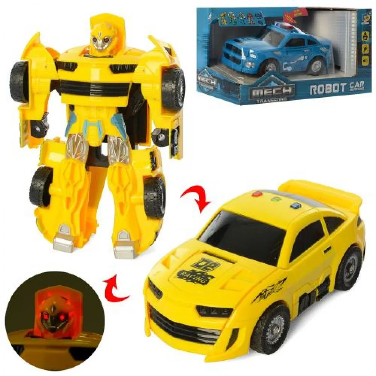 Машинка-трансформер жовта | Дитяча іграшка робот-трансформер для хлопчиків