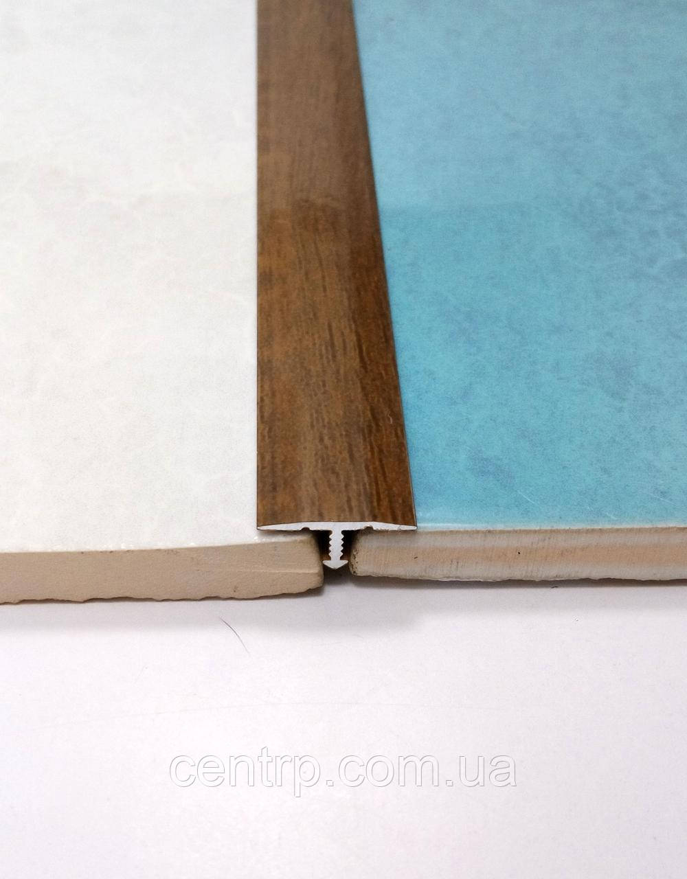 Т-подібний профіль для плитки АТ-18. Ширина 18мм. L-2.7 м. Горіх (краш), фото 1