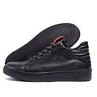 Мужская зимняя обувь кожаные ботинки на шнурках с боковой молнией прошитые ZG Black Exclusive Red размер