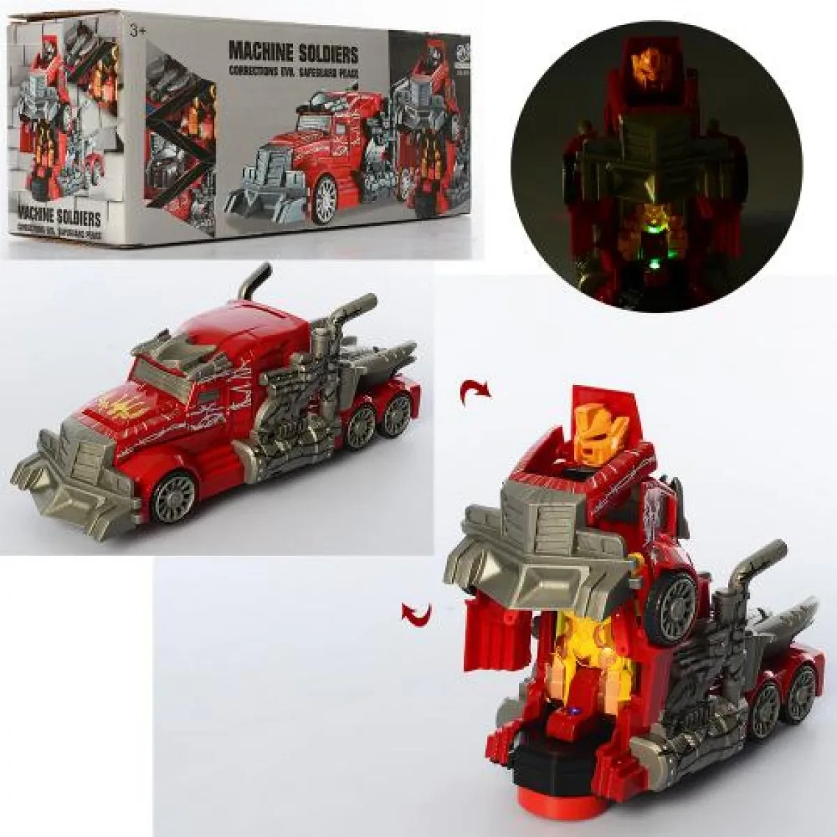 Дитяча машинка трейлер червона  ⁇  Іграшка робот-трансформер для хлопчиків