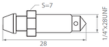 Штуцер прокачки гальм 1/4" UNFX28UNF довжиной 28 мм, фото 3