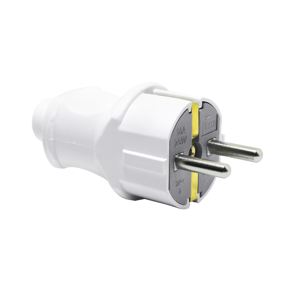 Вилка ТЕССО Штепсельная Прямая Евро с Заземлением 16А, 250V~ Белая 1шт ...
