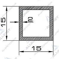 Труба алюмінієва 15х15х2 мм без покриття