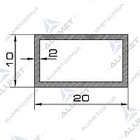 Труба алюмінієва 20х10х2 мм прямокутна без покриття