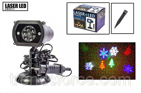 Новорічний вуличний лазерний проєктор 4 кольори X-LASER XX-MIX-1012 Led світло 196708, фото 1