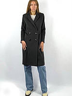 Пальто женское двубортное кашемировое Raslov 5647 серый 40