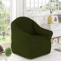 Чехол на кресло универсальный жатка без юбки, цвет зелёный
