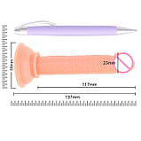 Гнучкий міні фалос, на присосці - 13,7*2,3 см - Бузковий, фото 3