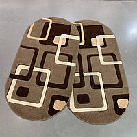 Прикроватный коврик 80х150 овал фриз с фигурной стрижкой Freese 0259A brown Турция