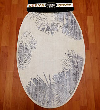 Набір овальних килимків для ванної та туалету 100х60 60х50 см, 100%Бавовна, Derya Ceviz Туреччина Сірий