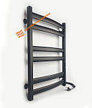 Чорна дизайнерська рушникосушка Flyme Black EF 700R (терморегулятор + таймер), права, фото 8