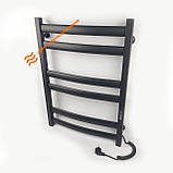 Чорна дизайнерська рушникосушка Flyme Black EF 700R (терморегулятор + таймер), права, фото 10