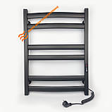 Чорна дизайнерська рушникосушка Flyme Black EF 700R (терморегулятор + таймер), права, фото 9