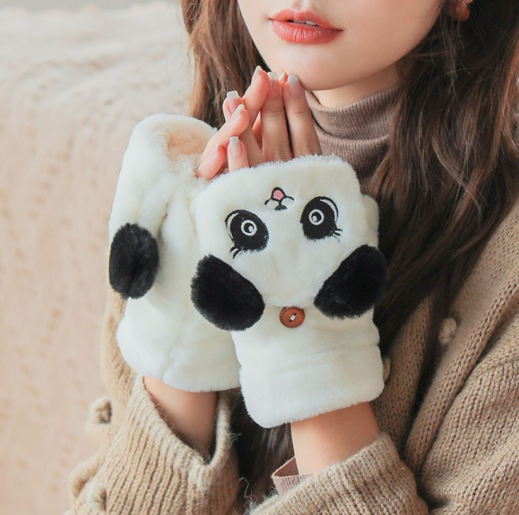 Жіночі рукавички з півпальцями Ведмедик Панда