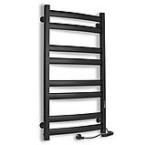 Рушникосушка електрична Flyme Black EF 900R (терморегулятор, таймер) праве підключення, фото 3