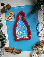 Трафарет для пряників + формочка "Новорічний Гном Merry Christmas"