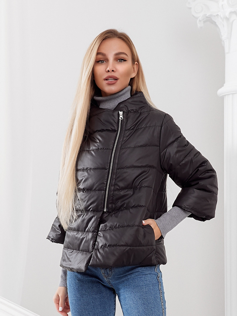 Куртка жилетка з укороченим рукавом, арт. М524 чорний