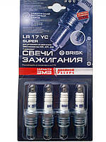 Свічки - "Brisk" - LR17YC.4B SUPER Зазор-0.8мм, ключ-21 (Волга\Газель (двиг.406\довжина рез.) (0009)