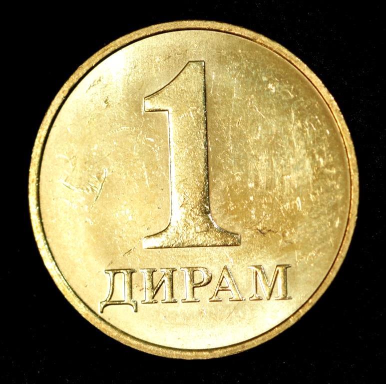Монета Таджикистана 1 дирам 2019 г., фото 1