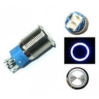 Кнопка 16мм фиксирующаяся, 220В, синий LED, 5pin, 16A-DZ, 105725