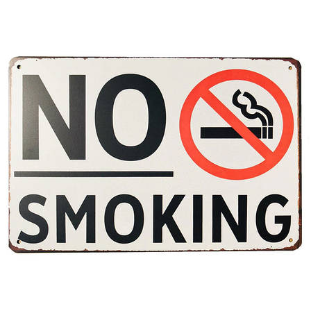 Вінтажна металева табличка No Smoking RESTEQ 30*20см. Вивіска металева для декору No Smoking, фото 2