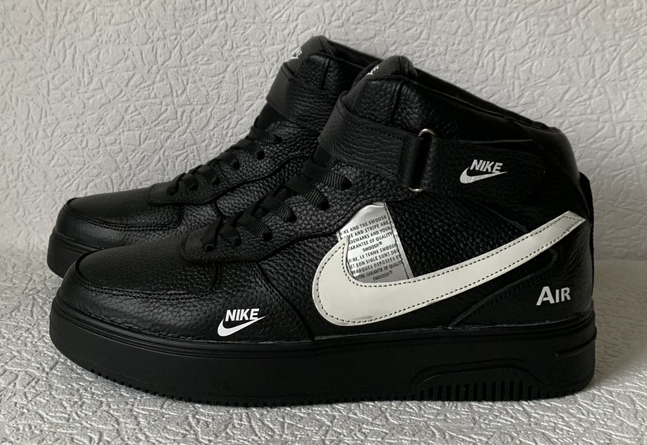 Nike зимние чёрные мужские высокие кроссовки ботинки обувь кросики с мехом - фото 3 - id-p1498326325