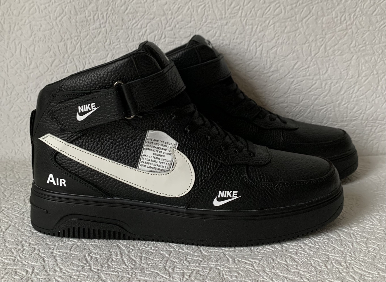 Nike зимові чорні жіночі високі кросівки черевики взуття кросики з хутром батал 45 розм