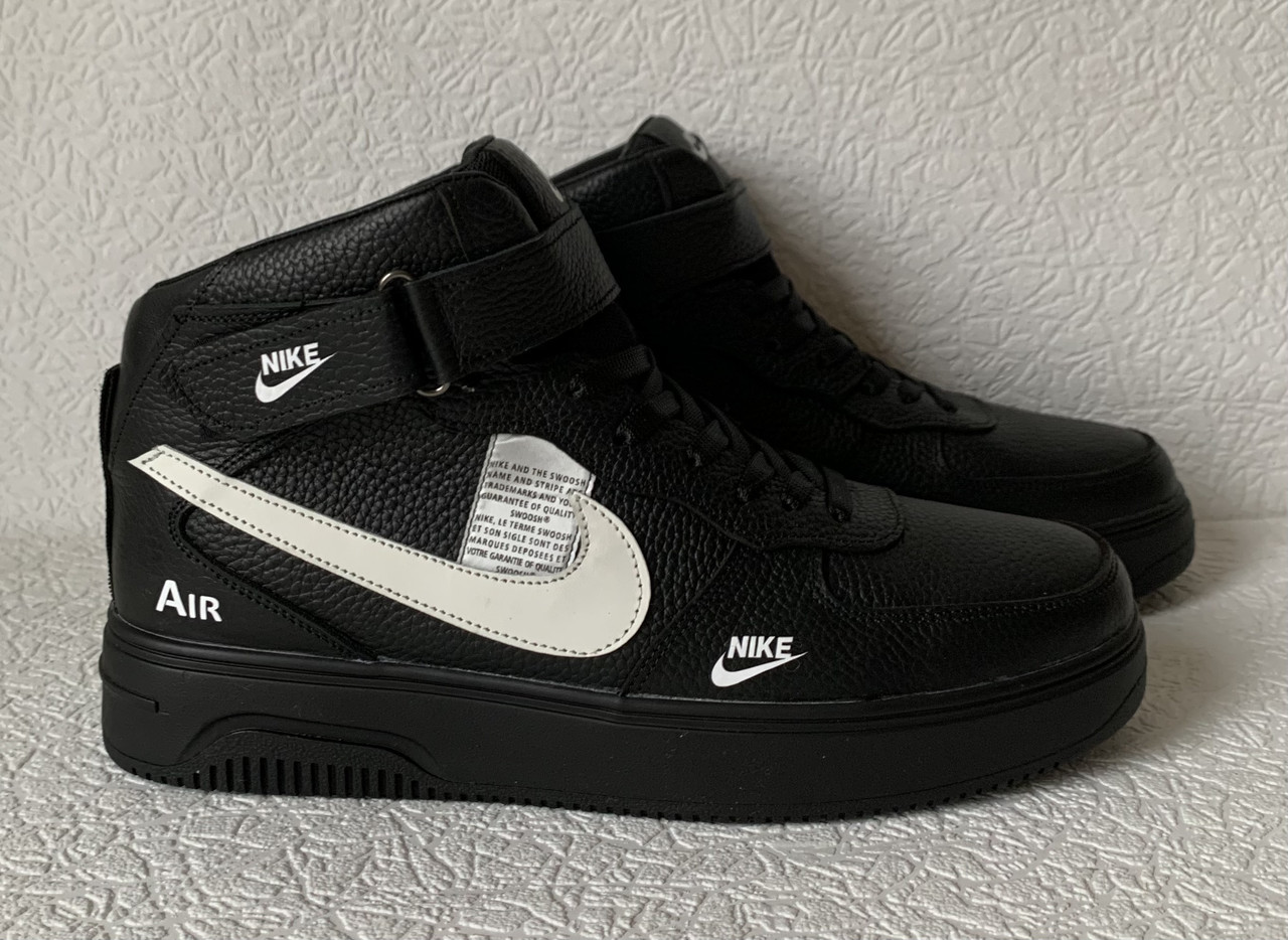 Nike зимние чёрные мужские высокие кроссовки ботинки обувь кросики с мехом - фото 4 - id-p1498326325
