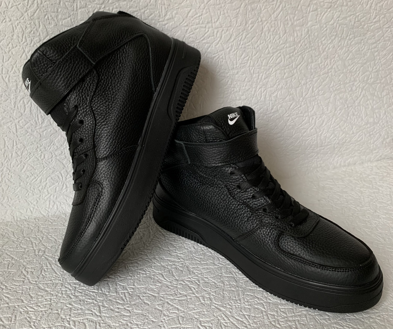 Nike зимние чёрные мужские высокие кроссовки ботинки обувь кросики с мехом - фото 10 - id-p1498326325
