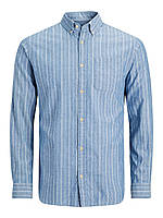 Рубашка JJCLASSIC MIX SHIRT LS 12188988-Light Blue Denim-Checks:/SLIM Jack & Jones L Голубой