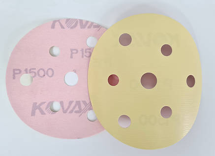 Полірувальні круги KOVAX YELLOW FILM d=125 мм/7 отв. (уп.-50 шт.), Р1500, Японія, фото 2