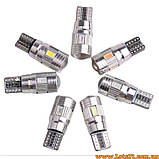 Автолампи червоні з лінзою та обманками від помилок W5W T10 6 LED CANBUS 6000 K світлодіодні габарити, фото 7