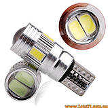 Автолампи червоні з лінзою та обманками від помилок W5W T10 6 LED CANBUS 6000 K світлодіодні габарити, фото 3