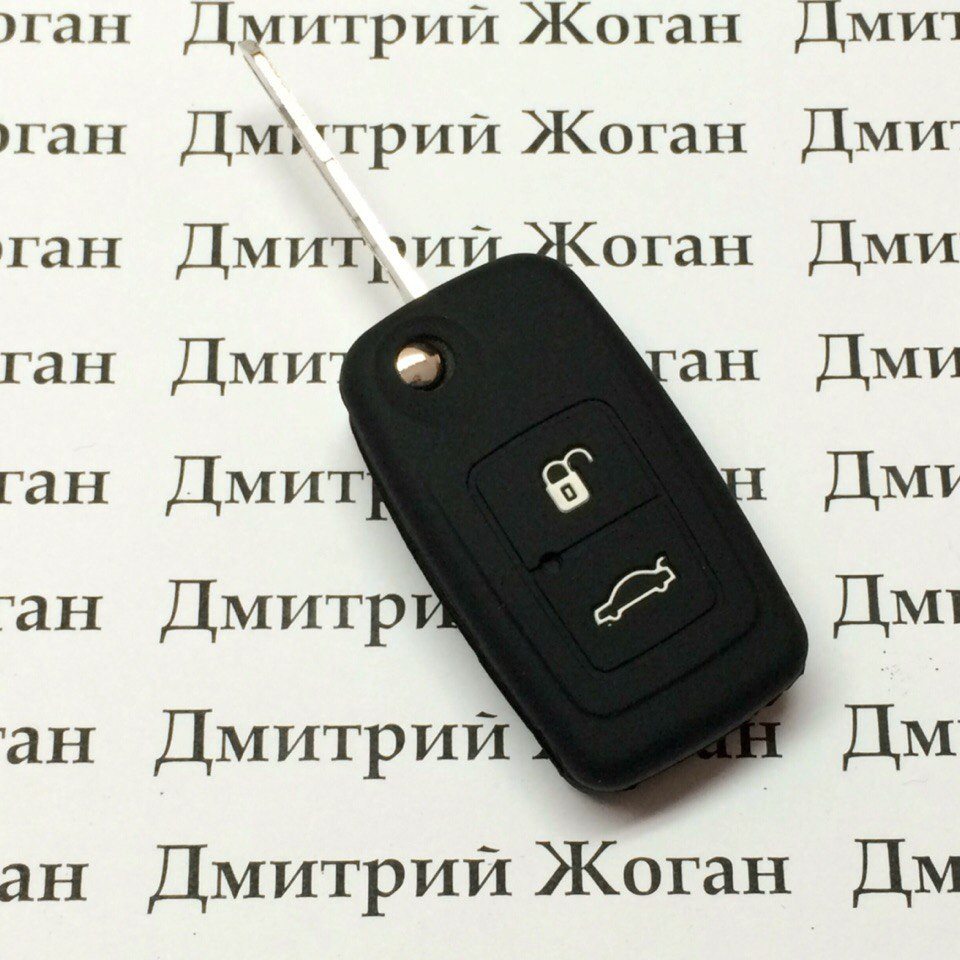 Чехол для выкидного ключа CHERY Elara, Tiggo (Чери Элара, Тигго) 2 кнопки (черный, силиконовый) - фото 2 - id-p509086516