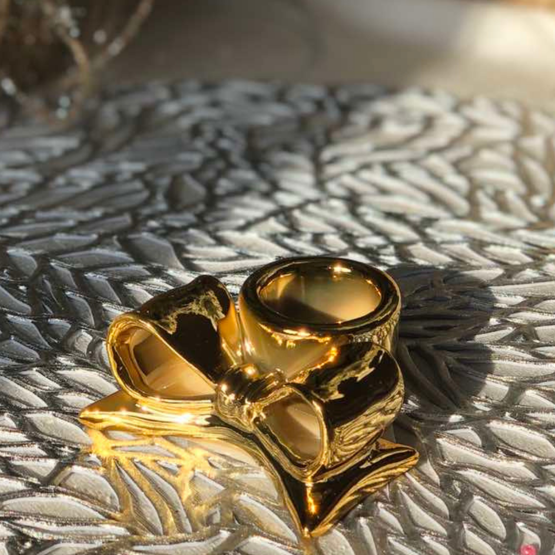Підсвічник керамічний Бант, 6см, колір - золото, фото 1