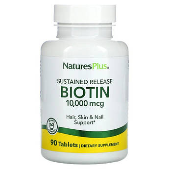 Біотин 10000 мкг Nature's Plus Biotin для росту волосся 90 таблеток