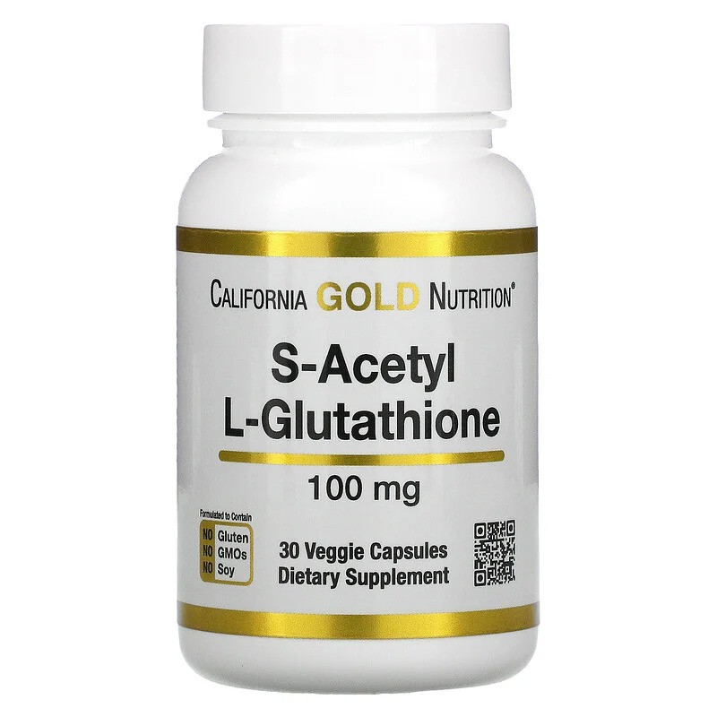California Gold Nutrition, S-ацетил-L-глутатіон, 100 мг, 30 рослинних капсул