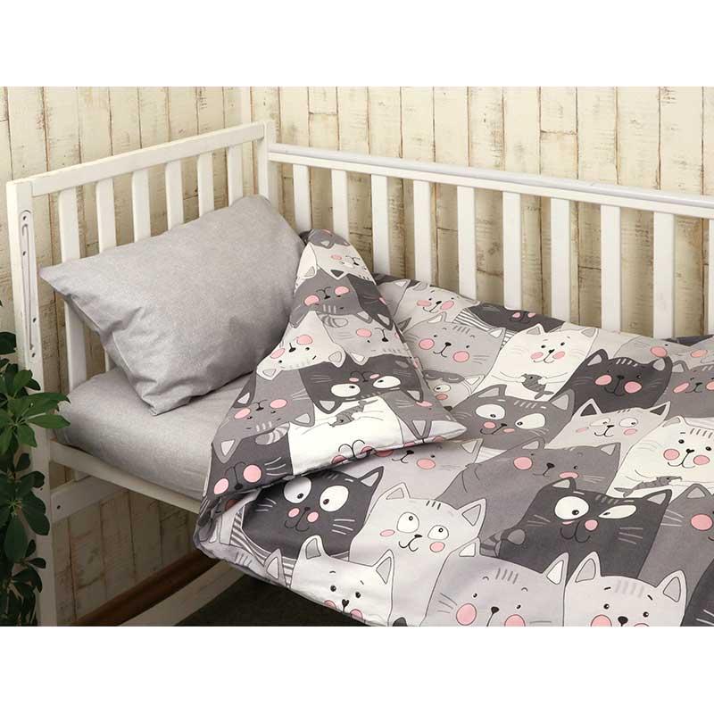 Дитяча постільна білизна в ліжечко Руно постільний комплект Grey Cat для немовлят