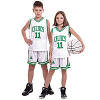 Форма баскетбольна дитячий/підлітковий (зростання 120-165см) NBA CELTICS 11 BA-0967 білий-зелений
