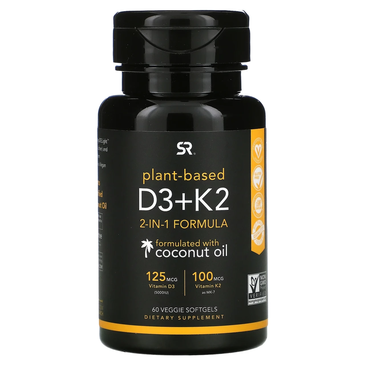 Sports Research, Вітамін K2 + D3, 60 вегетаріанських капсул
