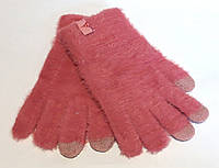 Женские сенсорные перчатки Fashion пушистые (S), терракотовые