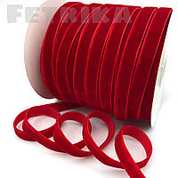 Стрічка оксамитова 1 см, червона