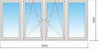 Вікно пластикове 3000х1400 мм із профілю Aluplast IDEAL 2000 ф-ра Axor (Україна), ст-т 4-16-4I