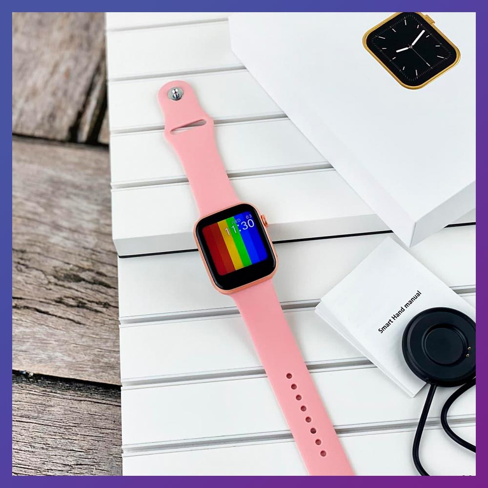 Розумні годинник Смарт годинник Smart Watch T500 з сенсорним екраном і пульсометром голосовий виклик рожеві + подарунок