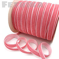 Стрічка оксамитова 1 см, темно-рожева